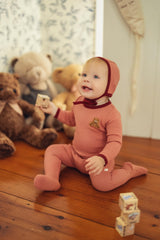 L'amour Lou Baby Boys Girls Pointelle Bear Patch Collection Cotton Footie - LLFW10