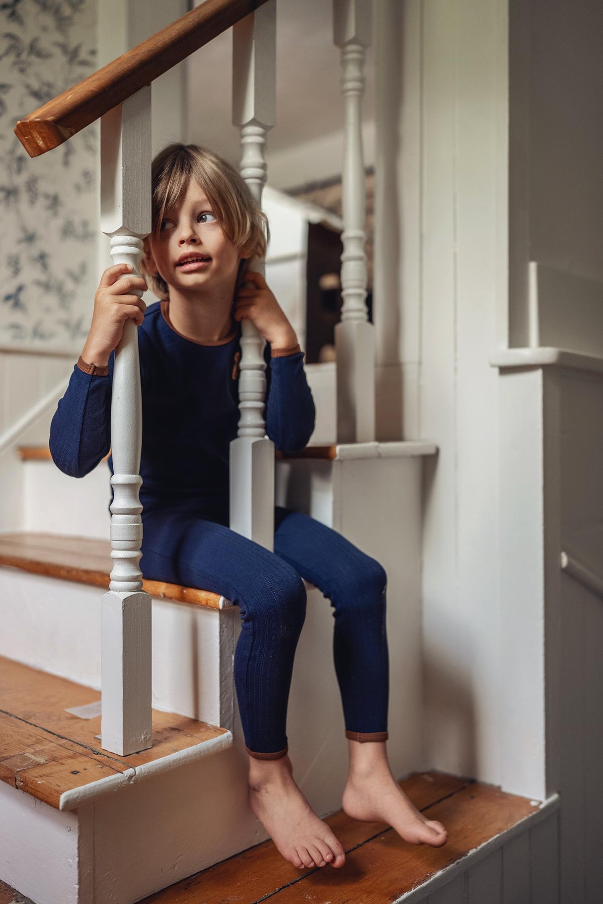 L'amour Lou Boys Girls Pointelle Bear Patch Cotton Pajamas - LLFW09