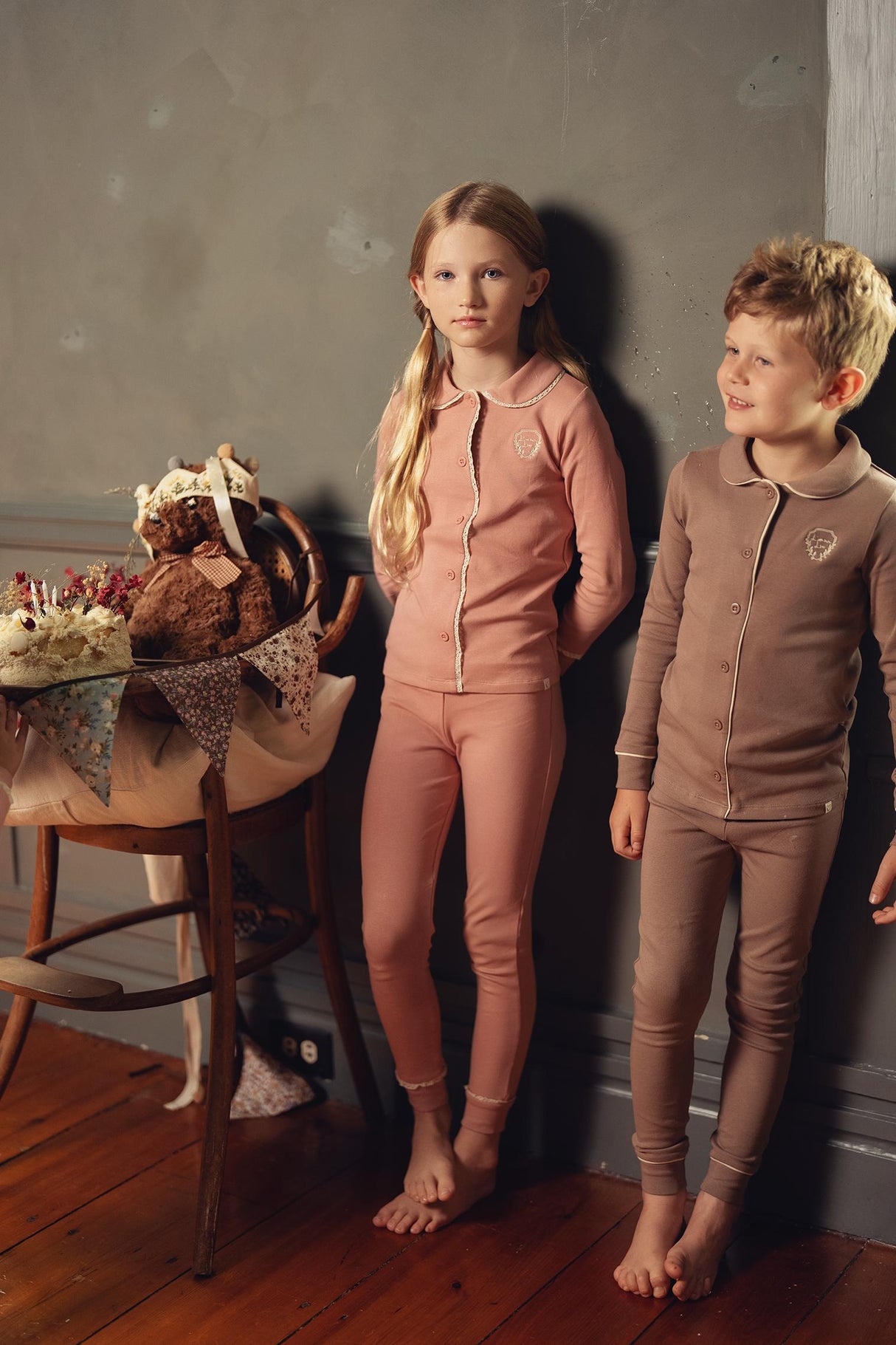 L'amour Lou Boys Girls Grandpa Emblem Cotton Pajamas - LLFW07