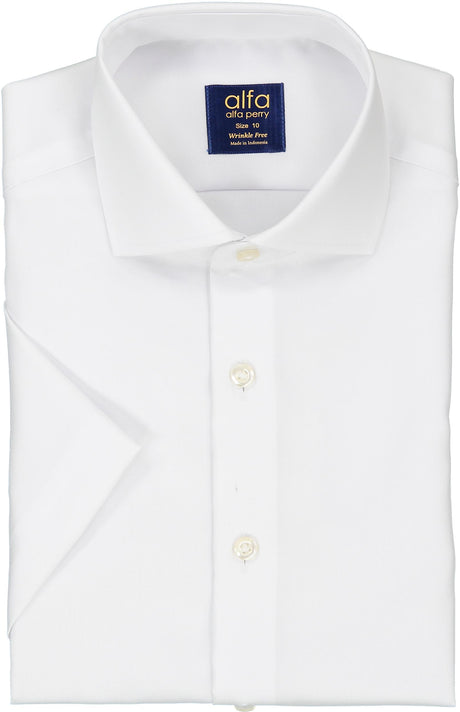 Alfa Perry Boys Solid White Short Sleeve Dress Shirt - APSHB-SL7-SS