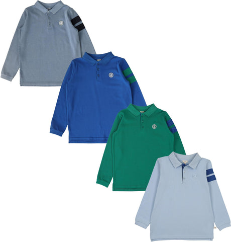 Lil Legs Wardrobe Staples Collection Boys Stripe Detail Long Sleeve Stripe Detail Polo Shirt - WSDPL