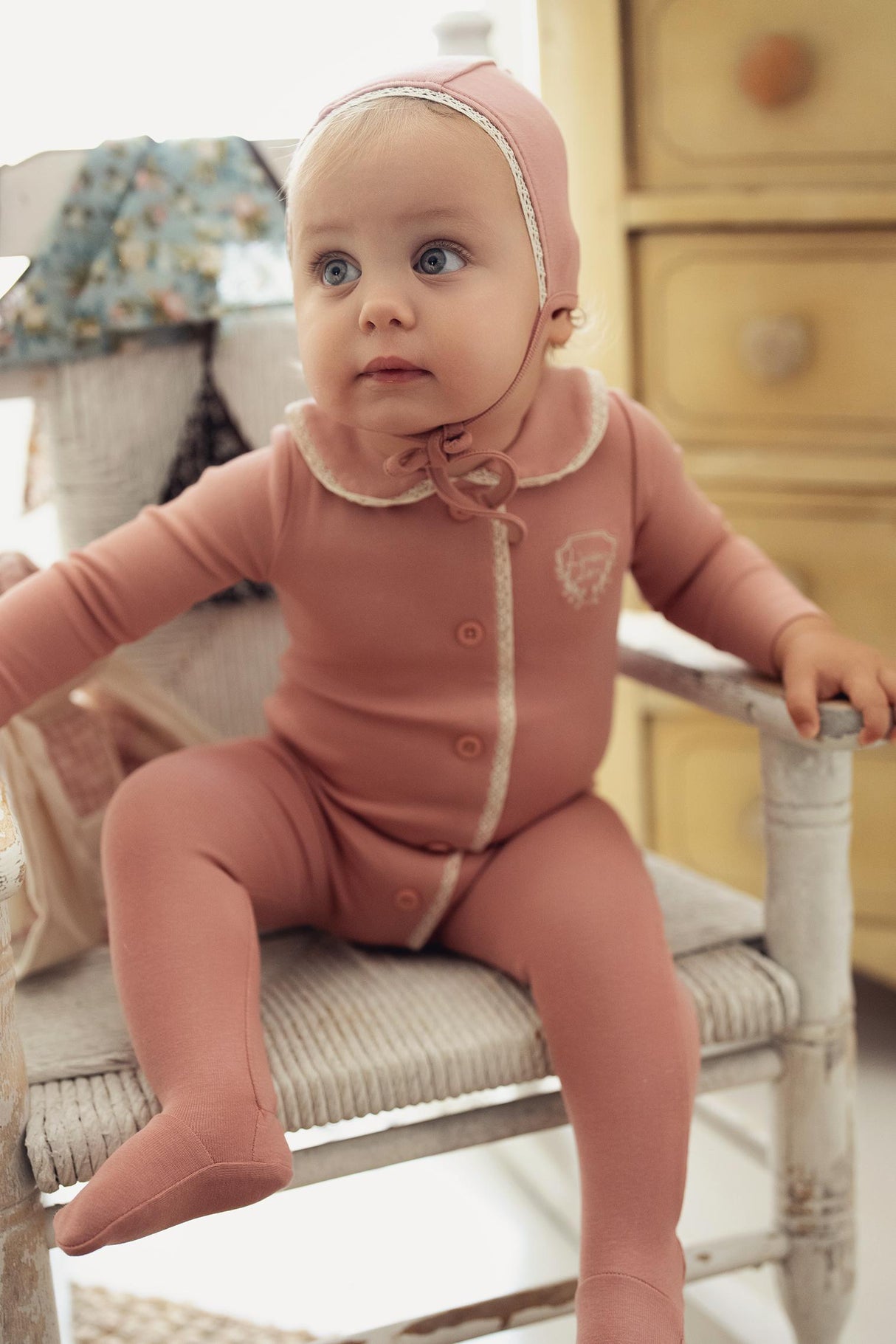 L'amour Lou Baby Boys Girls Grandpa Emblem Cotton Footie - LLFW08