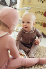 L'amour Lou Baby Boys Girls Grandpa Emblem Cotton Footie - LLFW08