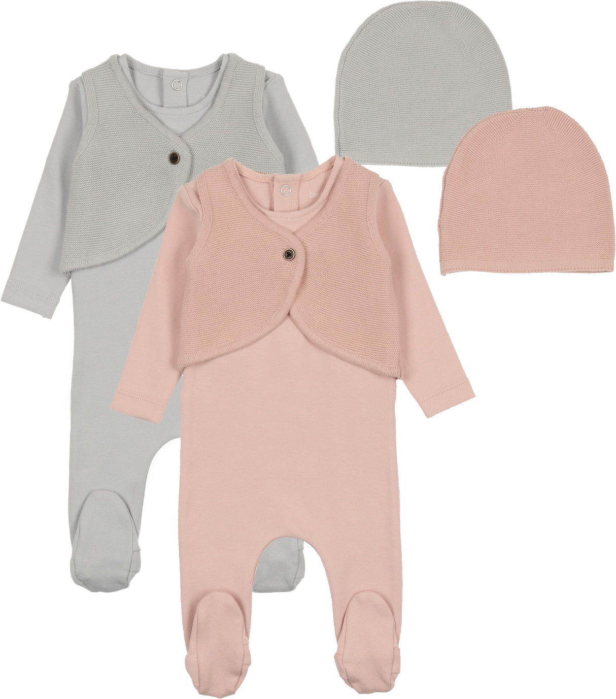 Bee & Dee Baby Boys Girls Knit Applique Cotton Stretchie, Vest, Bonnet Set - IKA