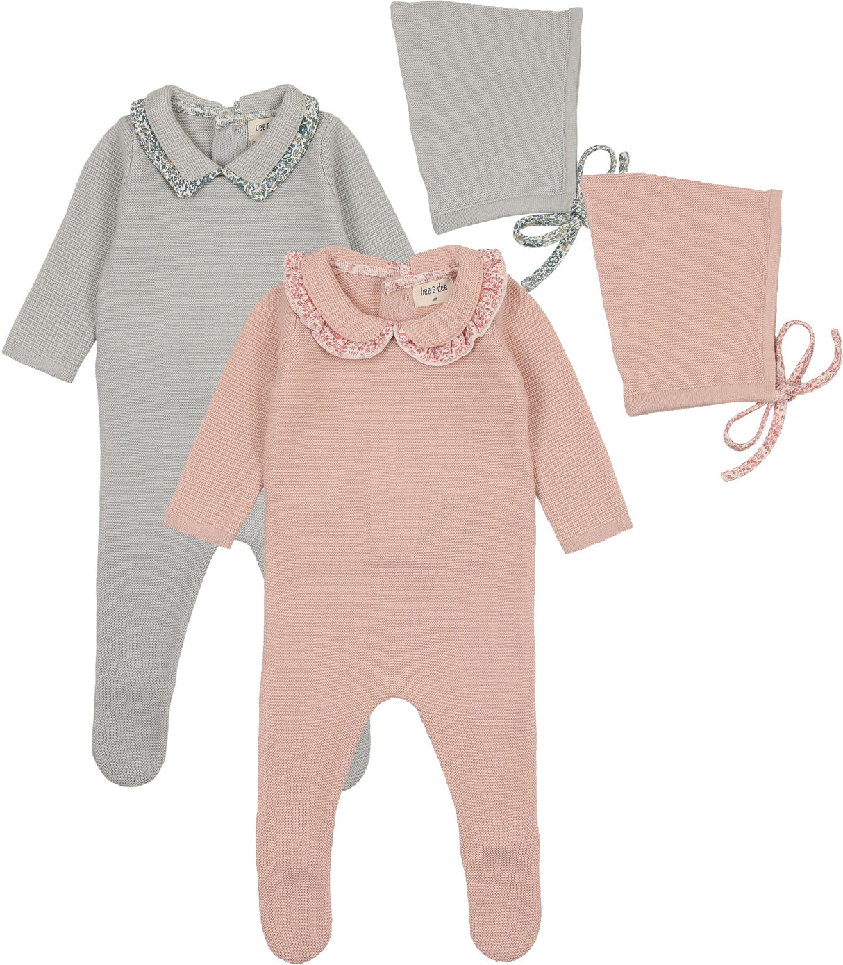 Bee & Dee Baby Boys Girls Knit Stretchie & Bonnet Set - IKD