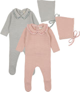 Bee & Dee Baby Boys Girls Knit Stretchie & Bonnet Set - IKD