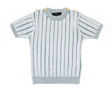 Pin Cord Boys Wide Ribbed Contrasting Short Sleeve Sweater - RRC-051