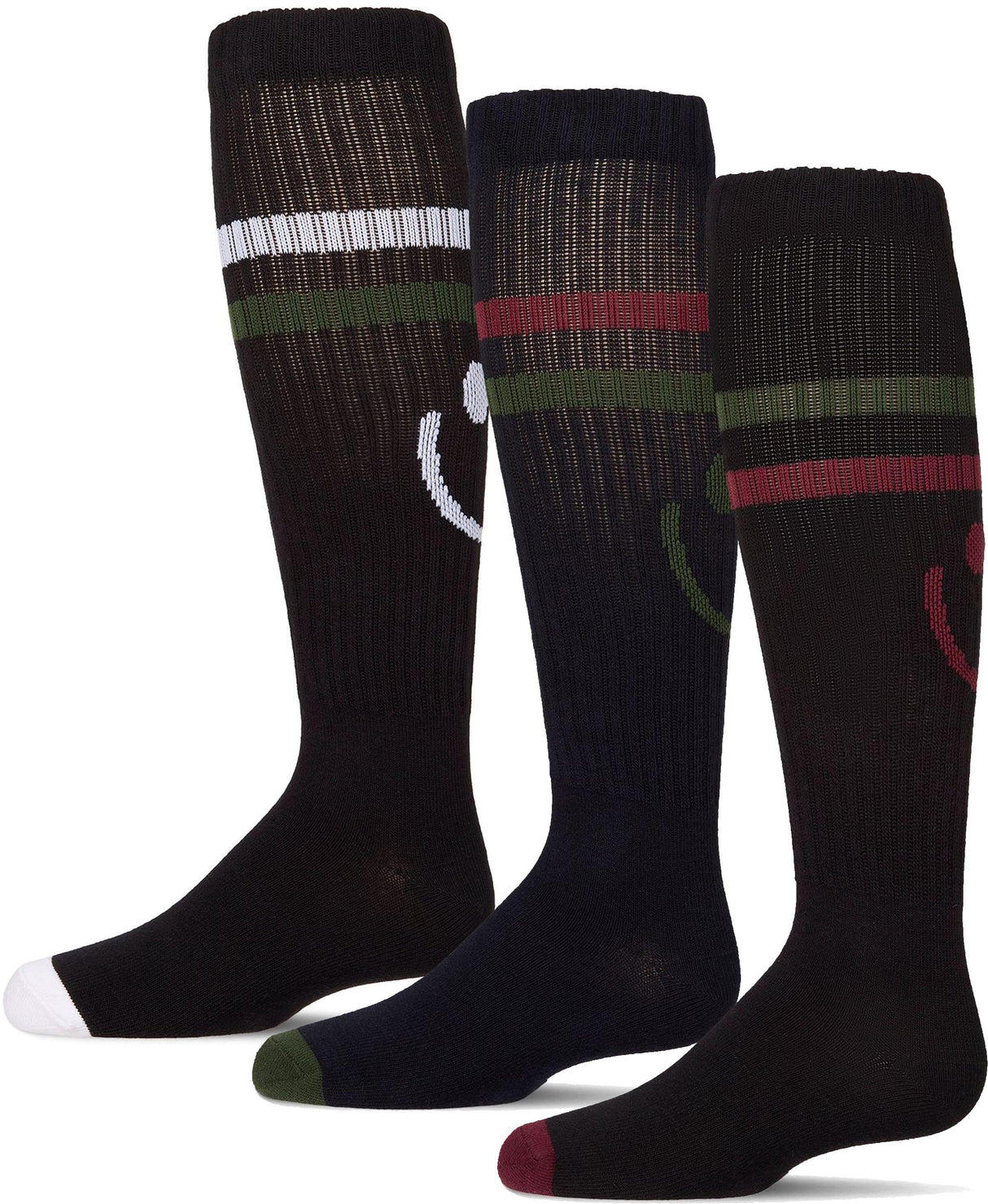 Memoi Girls Smile Stripe Knee Socks - MKF-7197