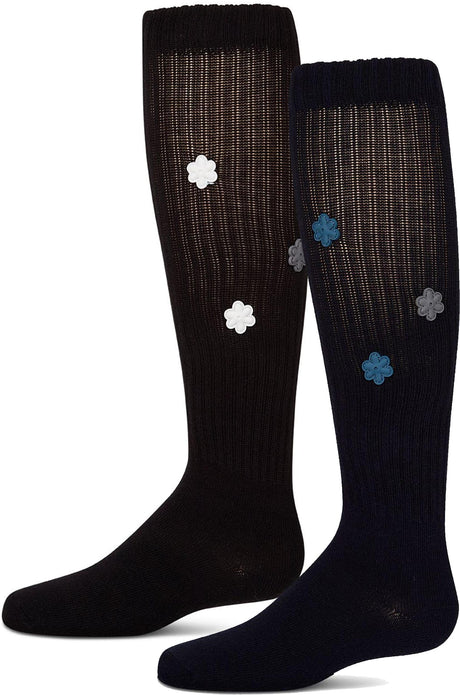 Memoi Girls Rubber Flower Knee Socks - MKF-7212