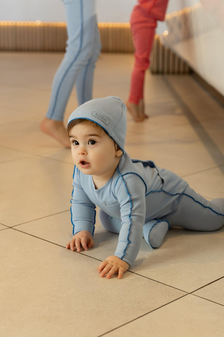 Bee & Dee Baby Boys Girls Ribbed Cotton Footie & Beanie Set - ICR