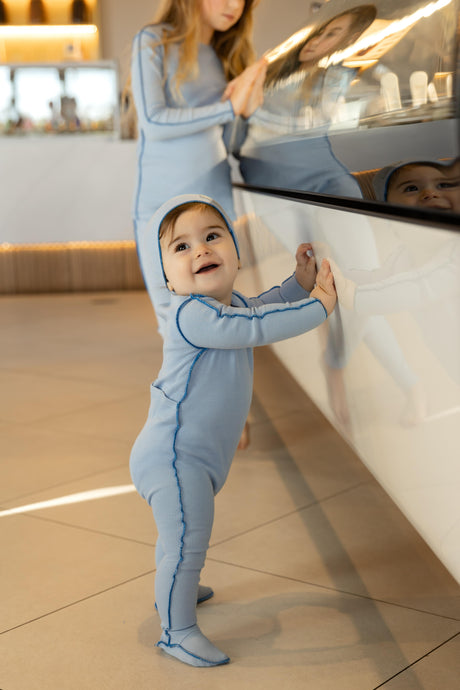 Bee & Dee Baby Boys Girls Ribbed Cotton Footie & Beanie Set - ICR