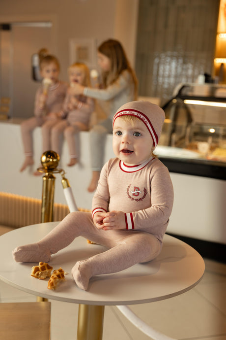 Bee & Dee Baby Boys Girls Modal Varsity Footie & Beanie Set - IMV