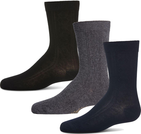 Memoi Boys Clocking Argyle Crew Dress Socks - MK-144