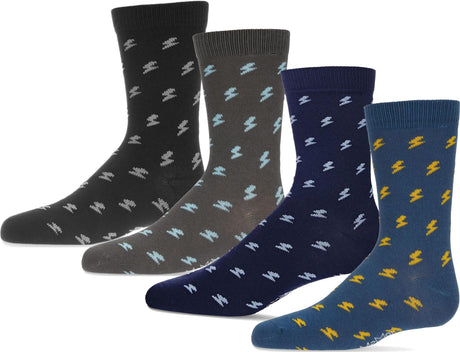 Memoi Boys Lightning Bolt Crew Dress Socks - MK-156