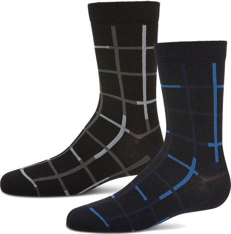 Memoi Boys Windowpane Crew Dress Socks - MK-161