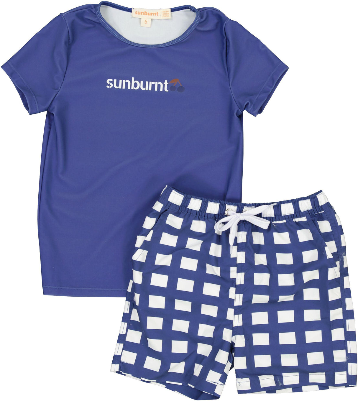 Sunburnt Boys Checked Bathing Suit & Shirt Set - SB6CY3010EB