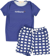 Sunburnt Boys Checked Bathing Suit & Shirt Set - SB6CY3010EB