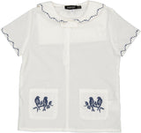 Space Gray Boys Embroidered Short Sleeve Dress Shirt - SB6CY2921T