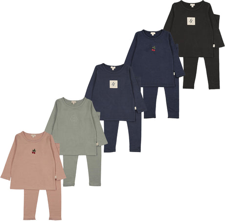 Lil Legs Dressy Loungewear Collection Boys Girls Cotton Embroidered Lounge Set Pajamas - ELST
