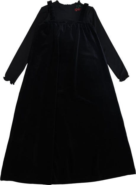 Lil Legs Dressy Loungewear Collection Girls Cherry Mockneck Velour Maxi Robe - LLF26D200