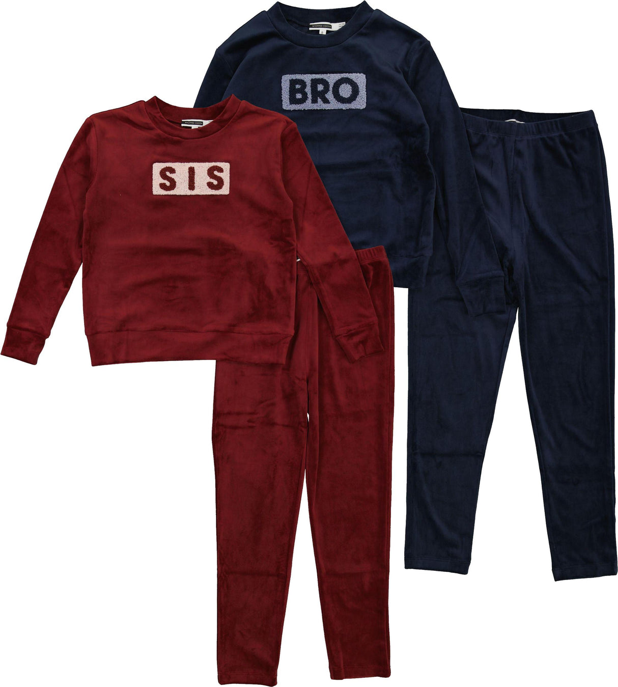 Whipped Cocoa Boys Girls "BRO" & "SIS" Ribbed Velour Pajamas - WB6CY3072E