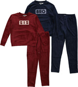 Whipped Cocoa Boys Girls "BRO" & "SIS" Ribbed Velour Pajamas - WB6CY3072E