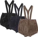Analogie by Lil Legs Occasion Wear Collection Boys Velvet Gathered Suspender Dress Shorts - AF26S812