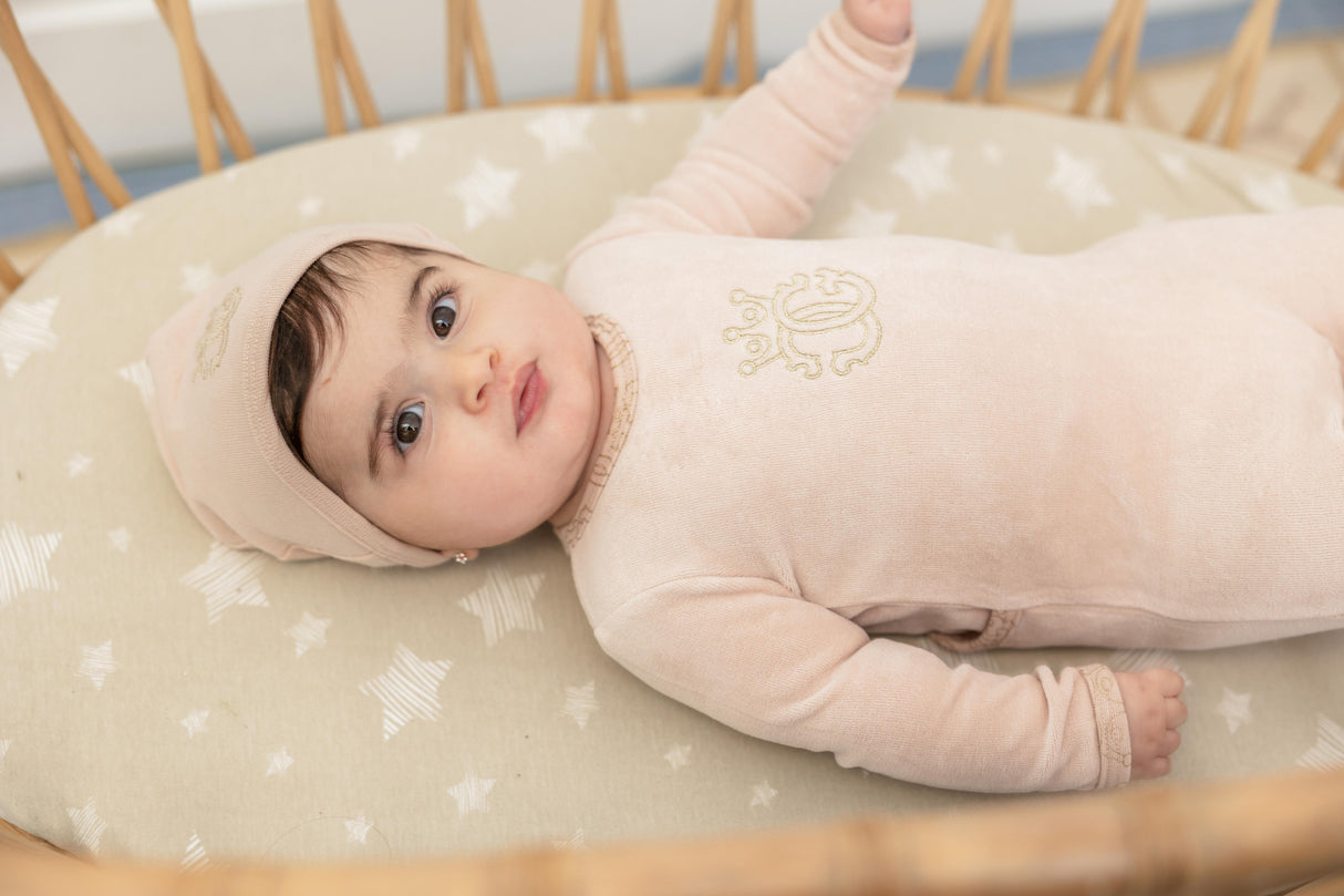 Charlotte & George Baby Boys Girls Velour Stretchie & Beanie Set - WB4CP7005