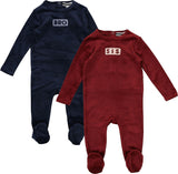 Whipped Cocoa Baby Boys Girls "BRO" & "SIS" Ribbed Velour Footie - WB6CY3072B
