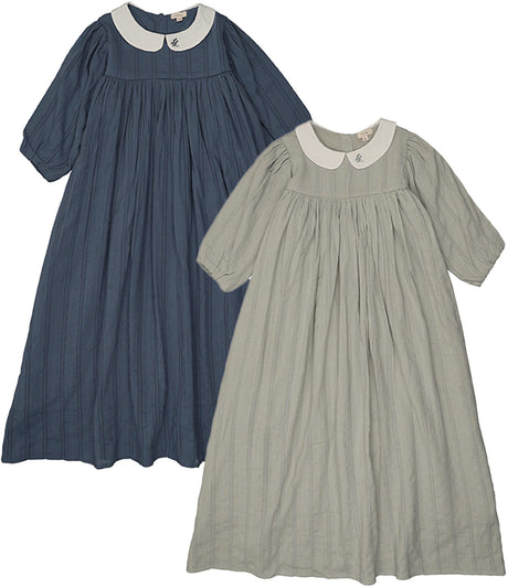 Lil Legs Dressy Loungewear Collection Girls Embroidered Collar 3/4 Sleeve Maxi Robe - ECM