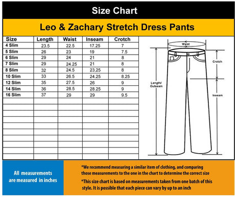Leo & Zachary Boys Stretch Dress Pants - LZS-504/508