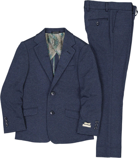 T.O. Collection Boys Navy Stretch Knit Fashion Suit - A6-505