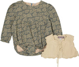 Posie & Pistachio Baby Girls Woven Floral Romper & Crochet Vest - WB4CY2472B