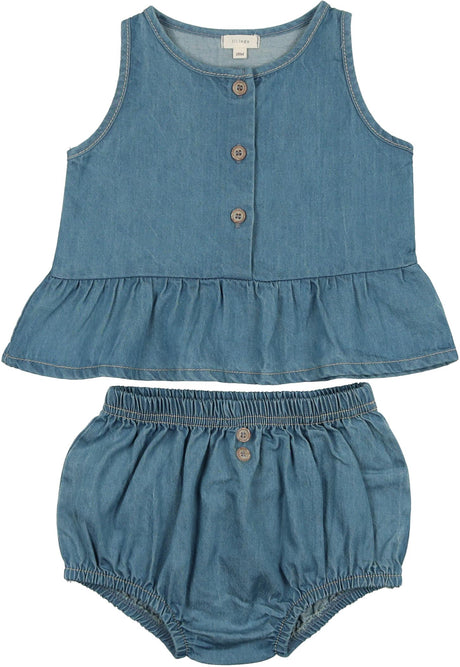 Lil Legs Denim Tencel Collection Baby Toddler Girls Tank Set Outfit