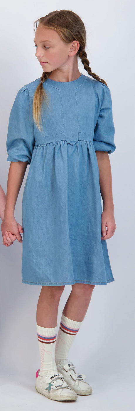 Lil Legs Denim Tencel Collection Girls Panel 3/4 Sleeve Dress