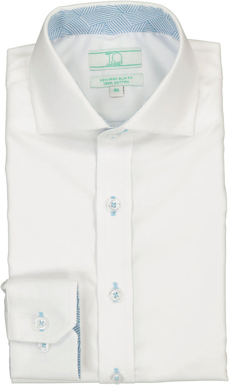 T.O. Collection Boys Long Sleeve Dress Shirt with Contrast - Spring 2026