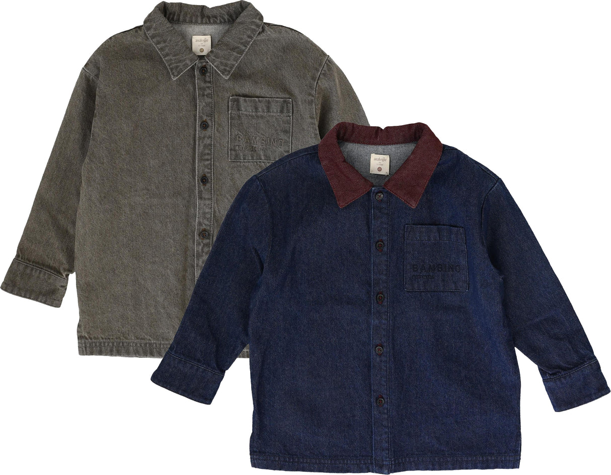 Analogie by Lil Legs Denim Day Collection Boys Long Sleeve Shirt - AF26T740