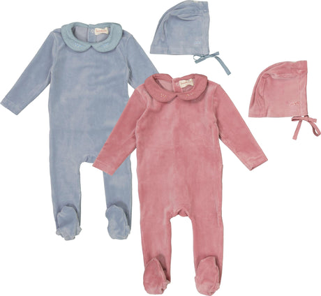 Bondoux Bebe Baby Boys Girls Velour Footie - W26-328B