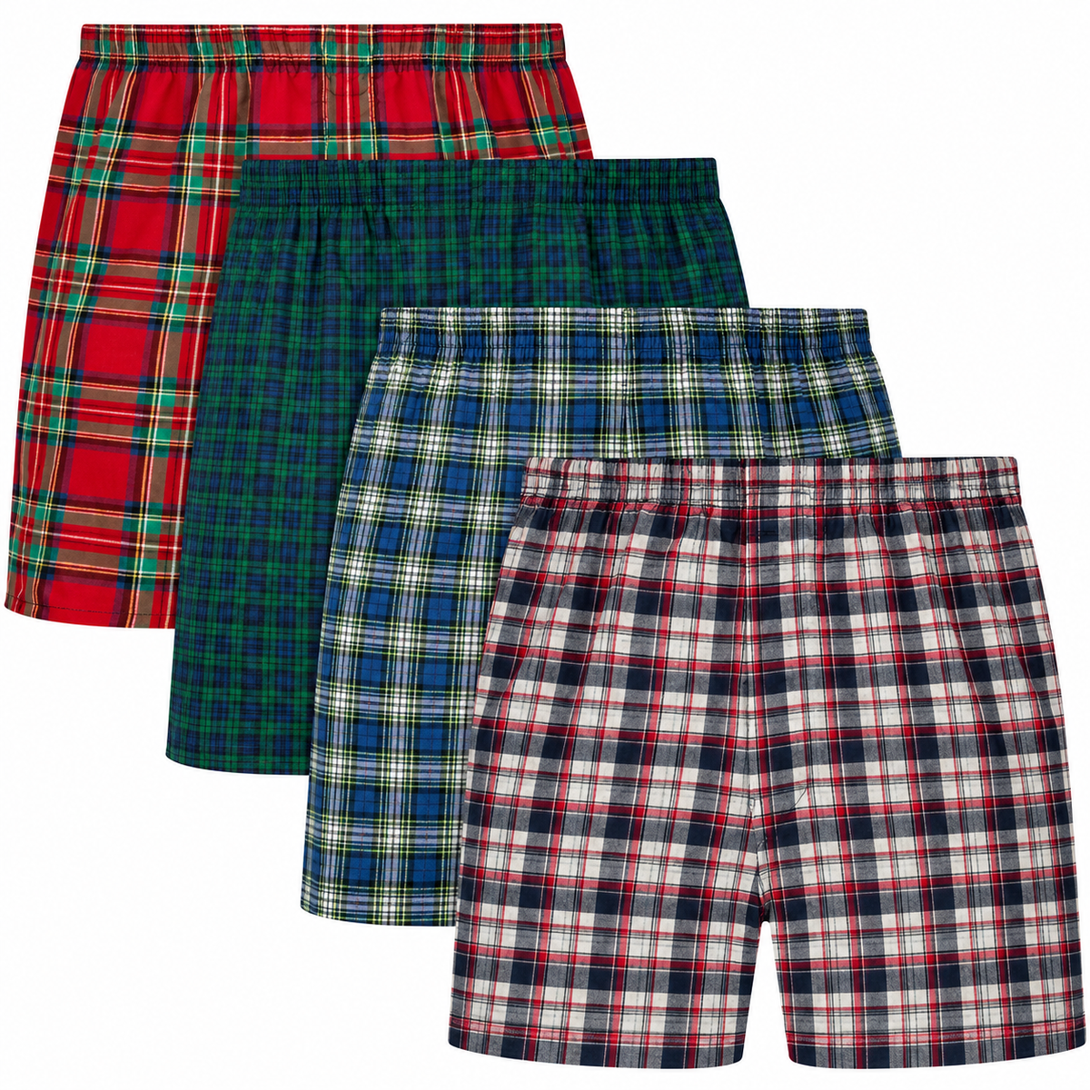 Hanes Mens TAGLESS® Tartan Woven Boxers Underwear 4 Pack - 745BP4