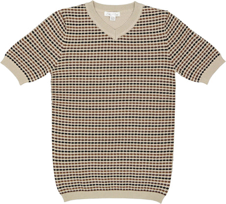 Elle & Boo Boys Textured V-neck Short Sleeve Sweater - SB3CP4774