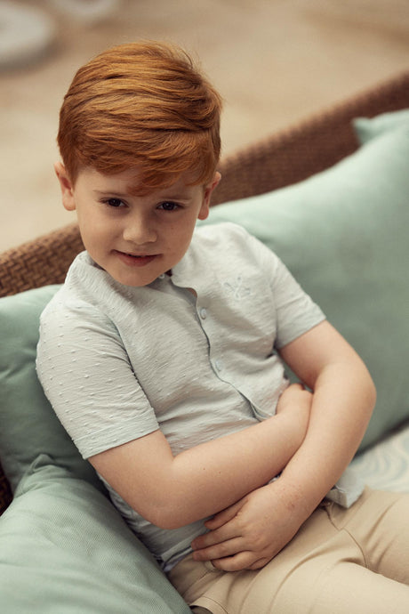 Hopscotch Boys Textured Woven Short Sleeve Dress Shirt - SB6CP7355B