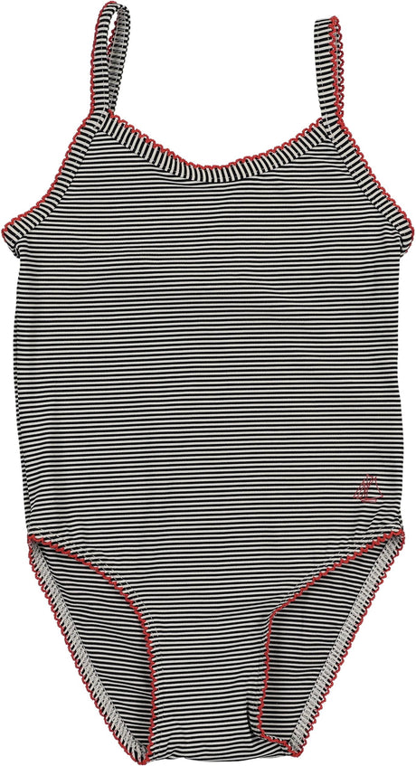 Bopop Girls Pinstripe Anchor Bathing Suit - PL788