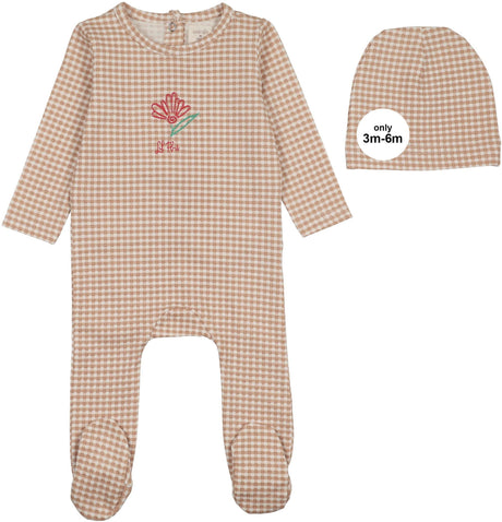 Analogie by Lil Legs Lil People Collection Baby Girls Gingham Flower Cotton Footie - LPGFFST