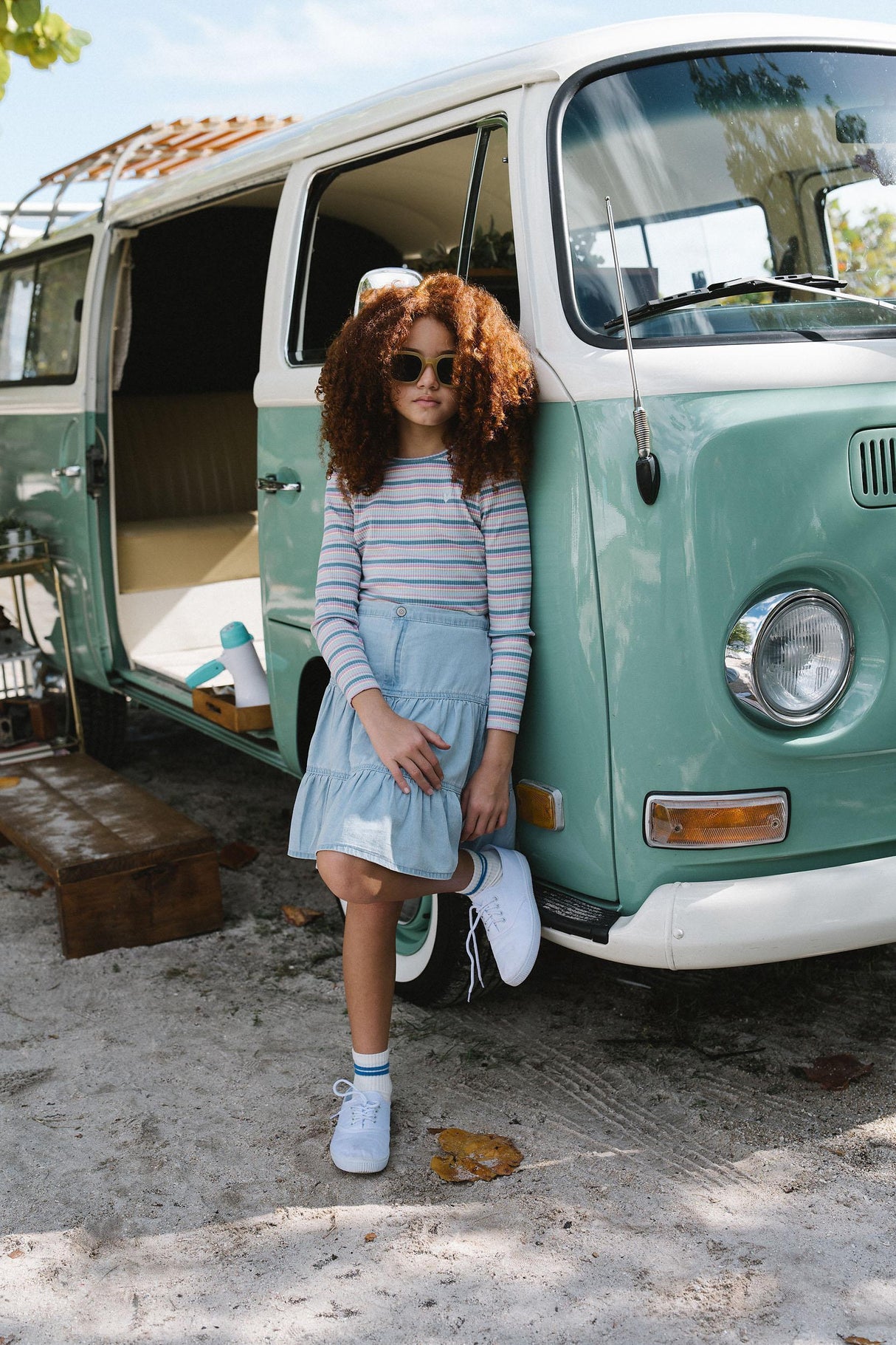 Lil Legs Camp Scouts Collection Girls Denim Tiered Skirt - DTSK