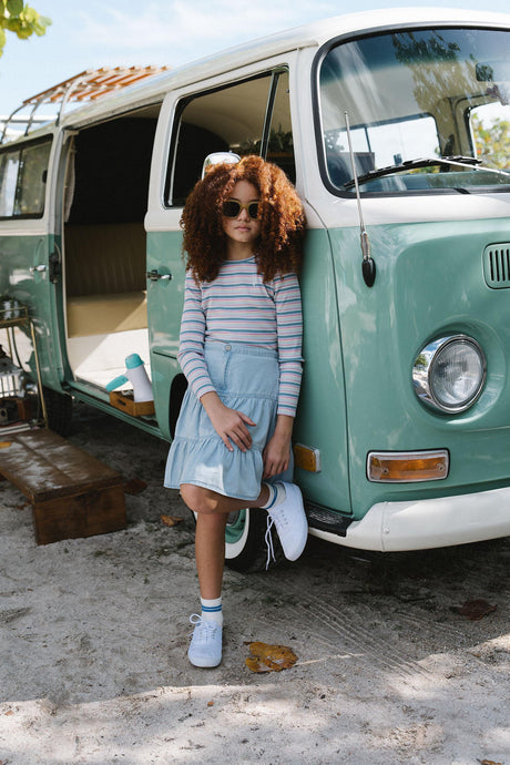 Lil Legs Camp Scouts Collection Girls Denim Tiered Skirt - DTSK