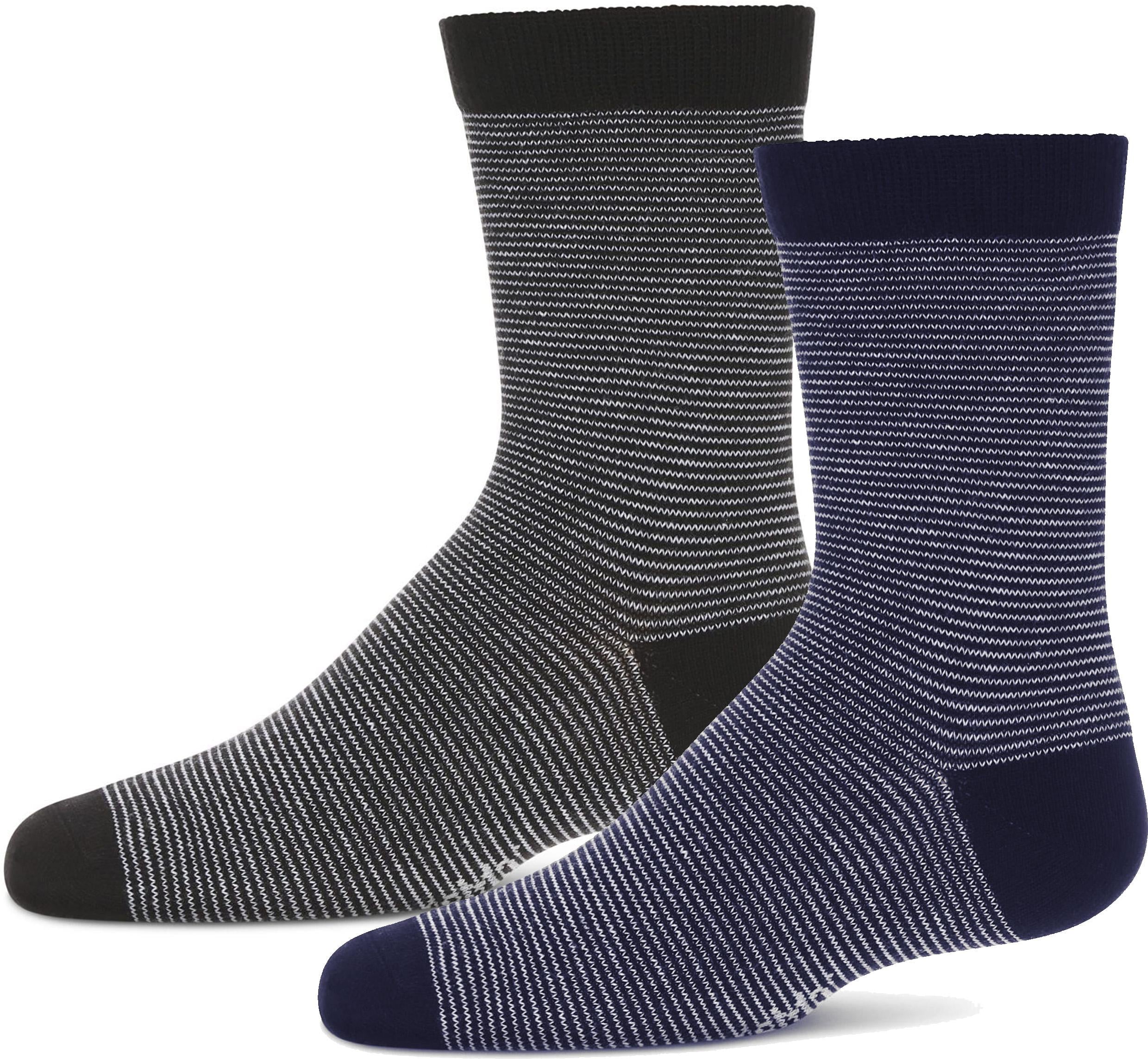 Memoi Boys Horizontal Stripe Crew Socks 10-12 / Black Memoi Boys Horizontal Stripe Crew Socks 10-12 / Black