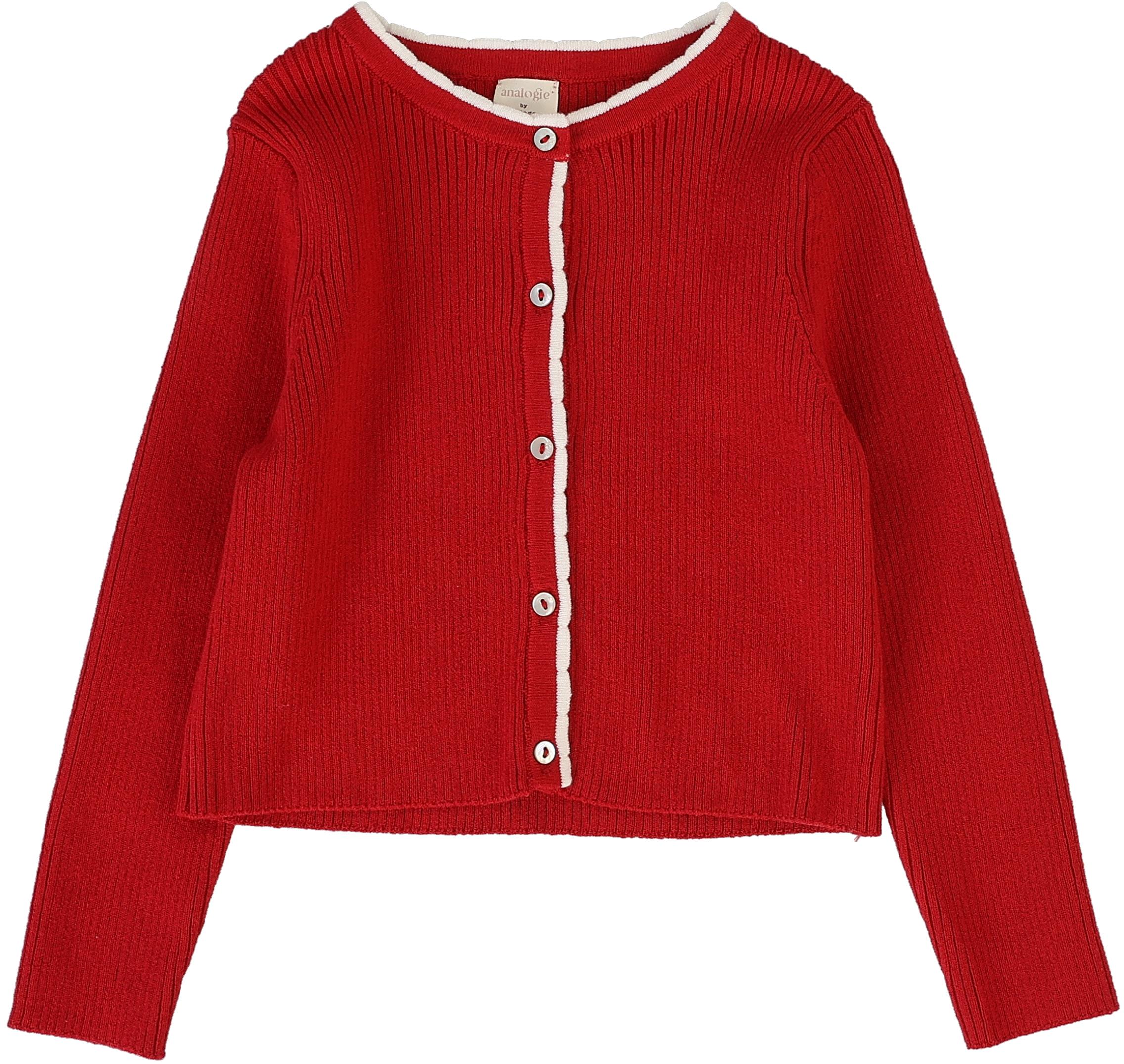 トップス FOOTSIES CARDIGAN Analogie by Lil Legs Signature Collection Girls Scallop Rib