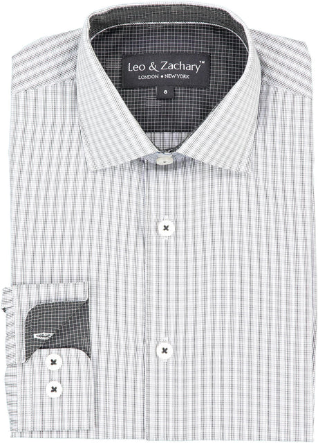 Leo & Zachary Boys Long Sleeve Mini Checks Dress Shirt - 5885/5892