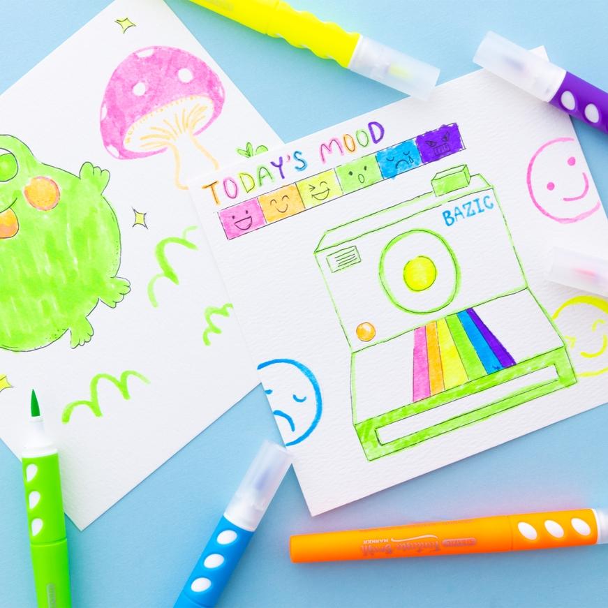 Bazic Brush Marker 6 Pack - 1268-A