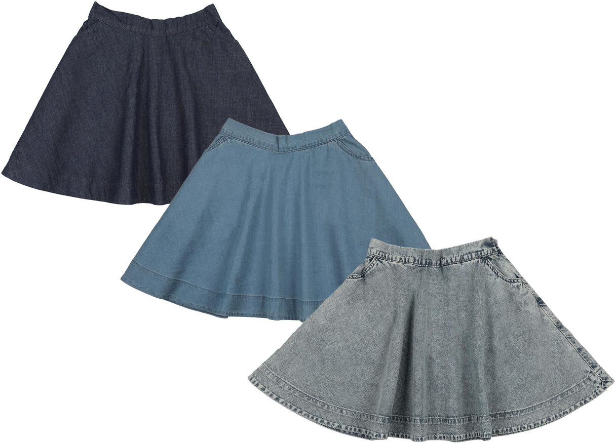Lil Legs Camp Scouts Collection Girls Denim Tencel Flared Skirt - DTFSK
